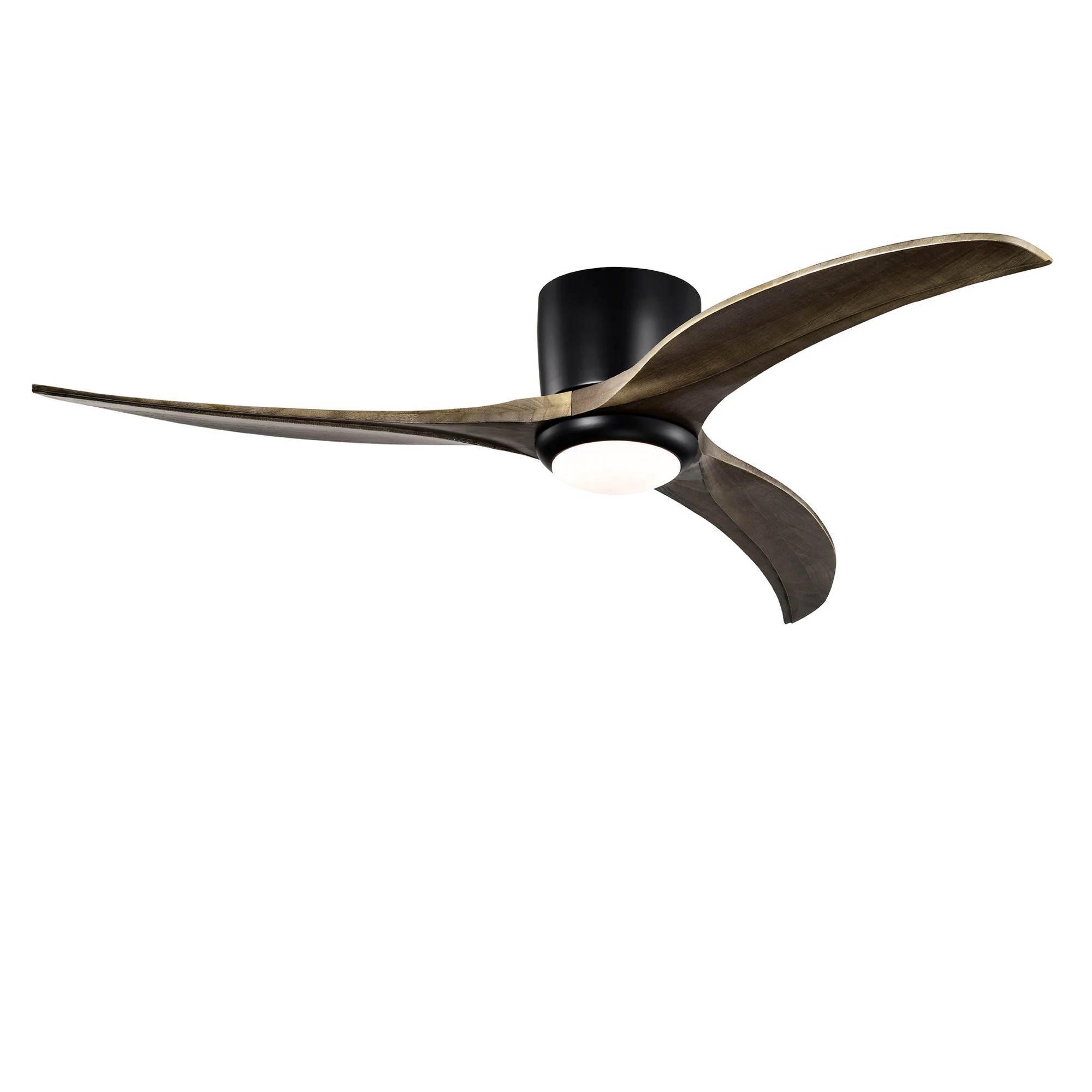 Misopily 52 inch Flush Mount Ceiling Fan Solid Wood Blades Ceiling Fan with Light Remote Control Noiseless Reversible Motor 6 Speed Matte Black | Lowe's