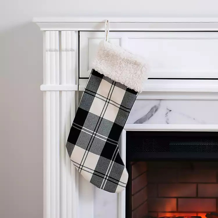 Black Buffalo Check Sherpa Stocking | Kirkland's Home