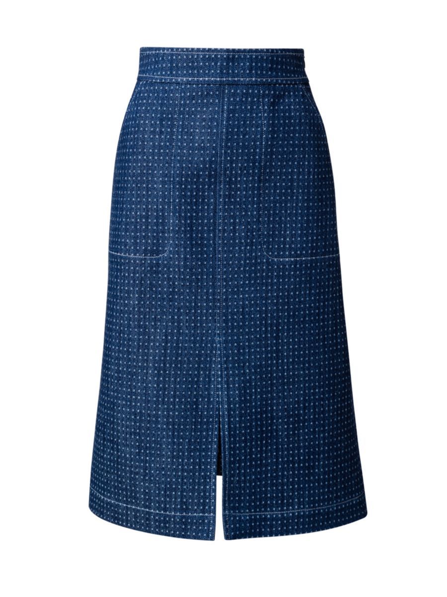 Akris punto Dotted Denim Midi-Skirt | Saks Fifth Avenue