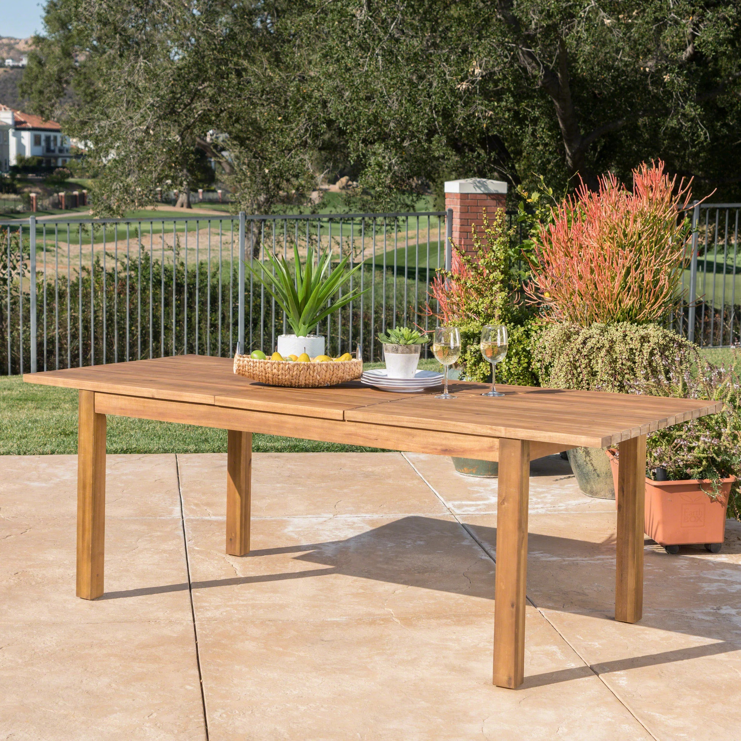 Aleena Outdoor Expandable Acacia Wood Dining Table, Teak | Walmart (US)