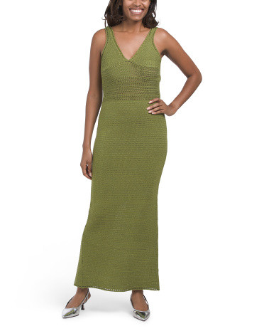 Madi Metallic Crochet Knit Maxi Dress | TJ Maxx