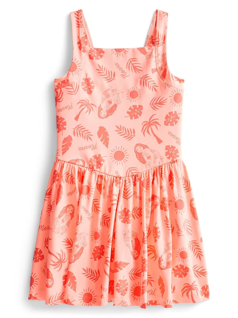 Moana Girls Active Sleeveless Dress with Built-In Shorts, Sizes 4-12 | Walmart (US)