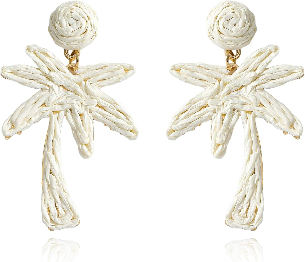 Multicolor Raffia Dangle Earrings for Women, Handmade Multiple Styles Coconut Tree Flower Palm Le... | Amazon (US)