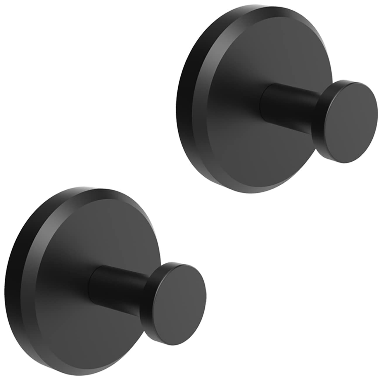HOME SO Suction Cup Hooks for Shower, Bathroom, Kitchen, Glass Door, Mirror, Tile – Loofah, Towel, Coat, Bath Robe Hook Holder for Hanging up to 15 lbs – Waterproof, Dark, Matte Black (2-Pack) | Amazon (US)
