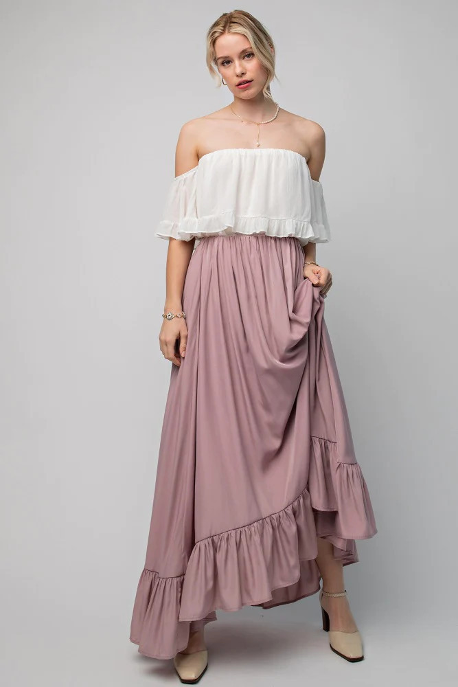Mauve Ruffle Hem Maxi Skirt | PinkBlush Maternity