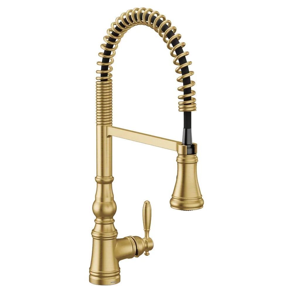 Moen One-Handle Pre-Rinse Spring Pulldown Kitchen Faucet Brushed Gold (S73104BG) (Brushed Gold) | Bed Bath & Beyond