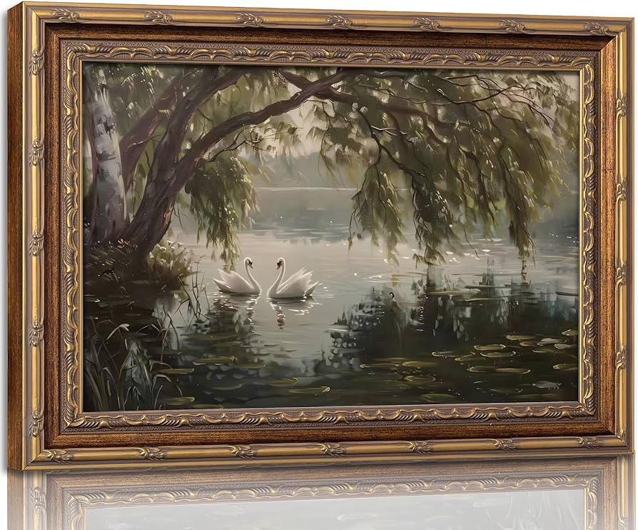 Vintage Gold Framed Landscape Wall Art Vintage River Painting Canvas Prints Landscape Wall Decor ... | Amazon (US)