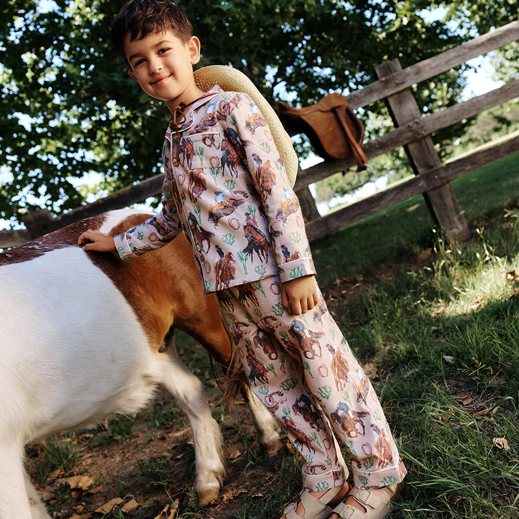 Cowboy Brown Flannelette Luxe Pajamas | Clint | Posh Peanut