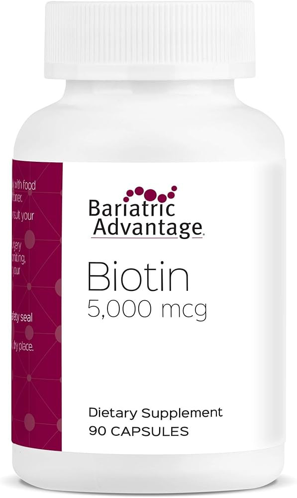 Bariatric Advantage 5mg Biotin Capsules, High Potency 5,000 mcg Biotin Supplement to Help Maintai... | Amazon (US)