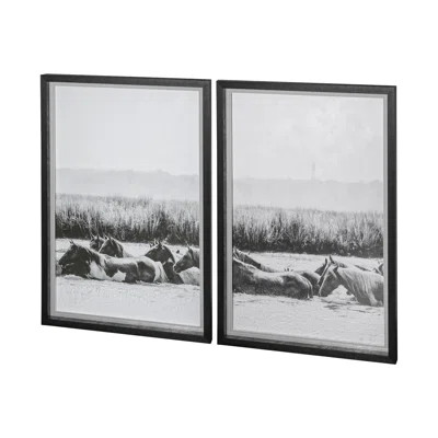 Water Horses III 1 by PH Burchett a Hand Embelished Textured Framed Art Print Matted under Glass | Wayfair North America