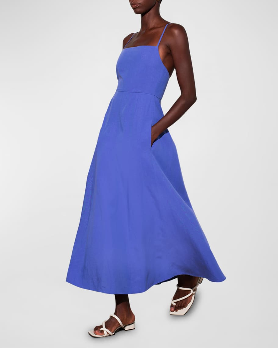 Mara Hoffman Verona Criss-Cross Back Linen-Blend Midi Dress | Neiman Marcus