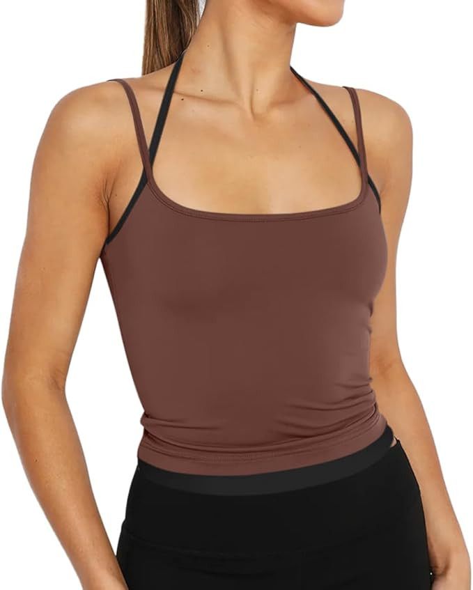 REORIA Women's Summer Casual Sleeveless Square Neck Contrast Double Lined Trendy Going Out Camiso... | Amazon (US)