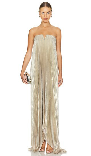 L'IDEE Black Tie Gown in Metallic Gold. - size 12/L | Revolve Clothing (Global)