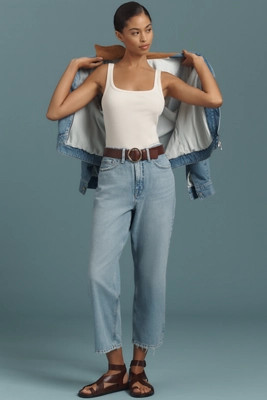 Good American 90's Mid-Rise Crop Straight-Leg Jeans | Anthropologie (US)