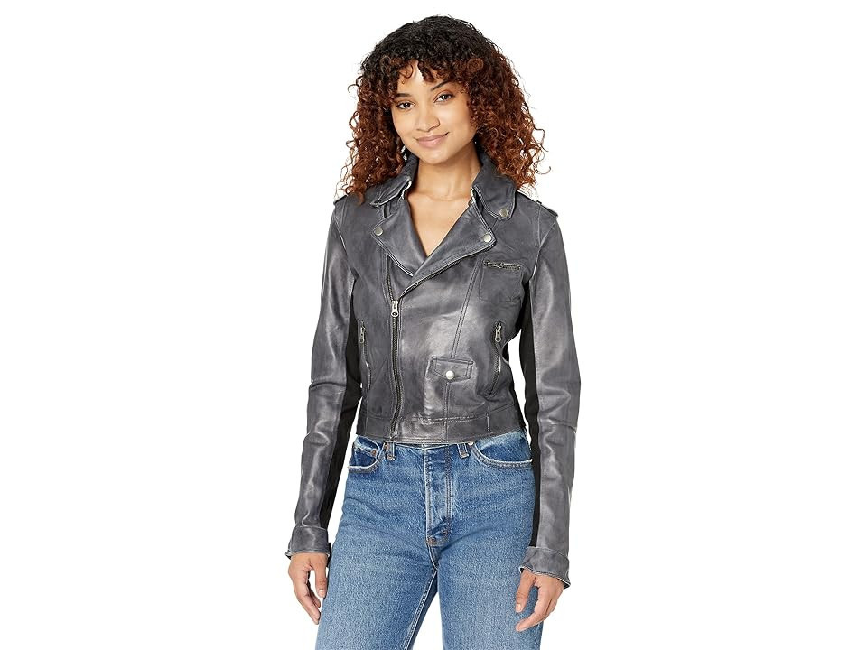 jakett NEW YORK Piper Moto Jacket Patina Leather Women's Jacket Black : SM | Zappos