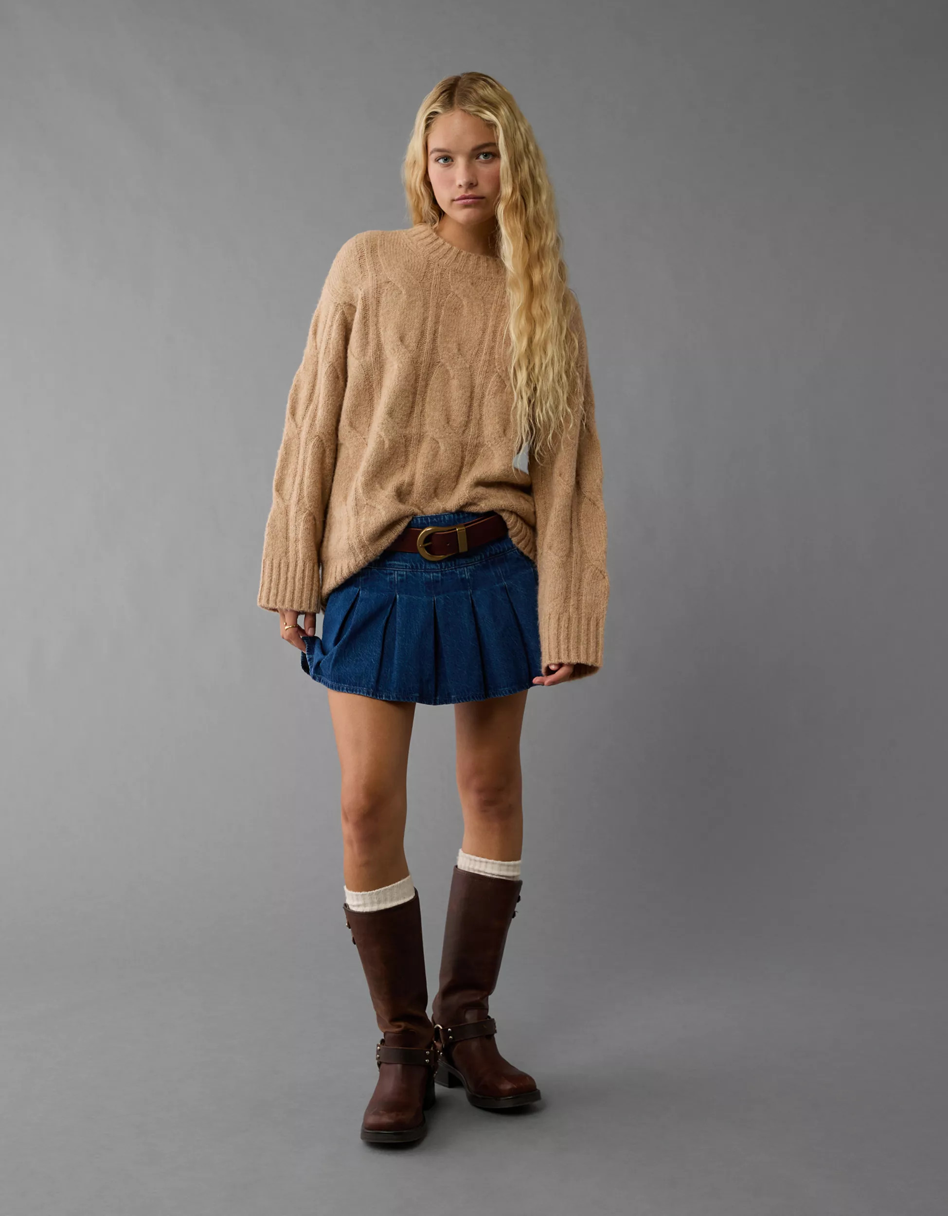 AE Whoa So Soft Cable Knit Sweater | American Eagle Outfitters (US & CA)