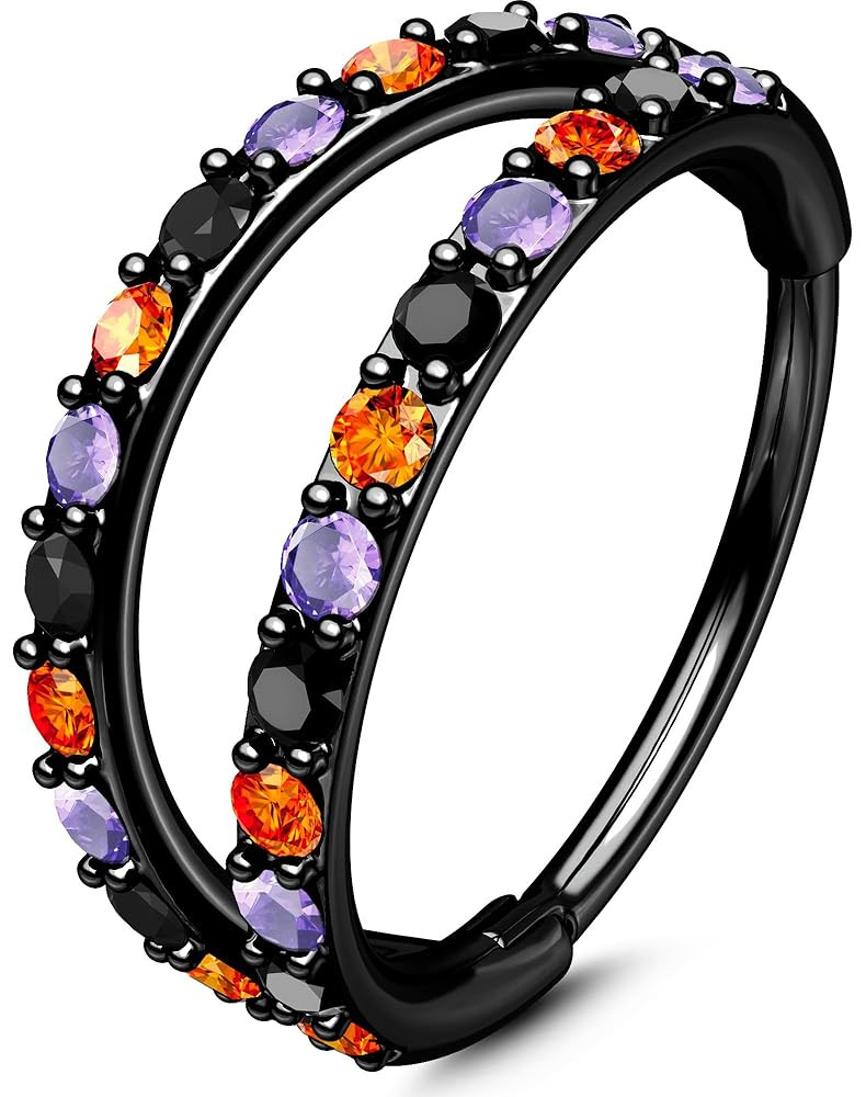 OUFER Halloween Nose Rings, 316L Surgical Steel 20G Double Hoop Nose Rings for Women with Black O... | Amazon (US)
