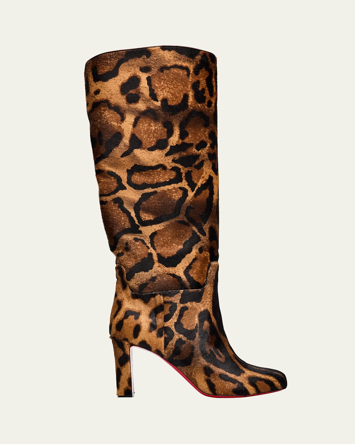 85mm Loo Botta Leopard Calf Hair Red Sole Knee-High Boots | Bergdorf Goodman