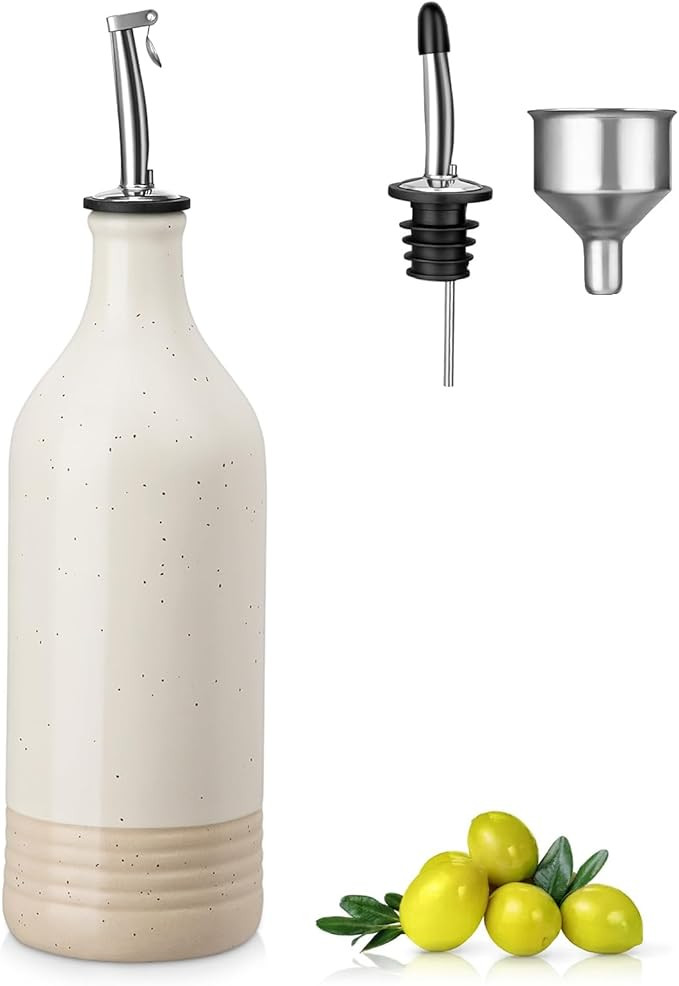 vancasso 20 Oz Ceramic Olive Oil Dispenser Bottle, Bottle Dispenser with Spout and Funnel for Kit... | Amazon (US)