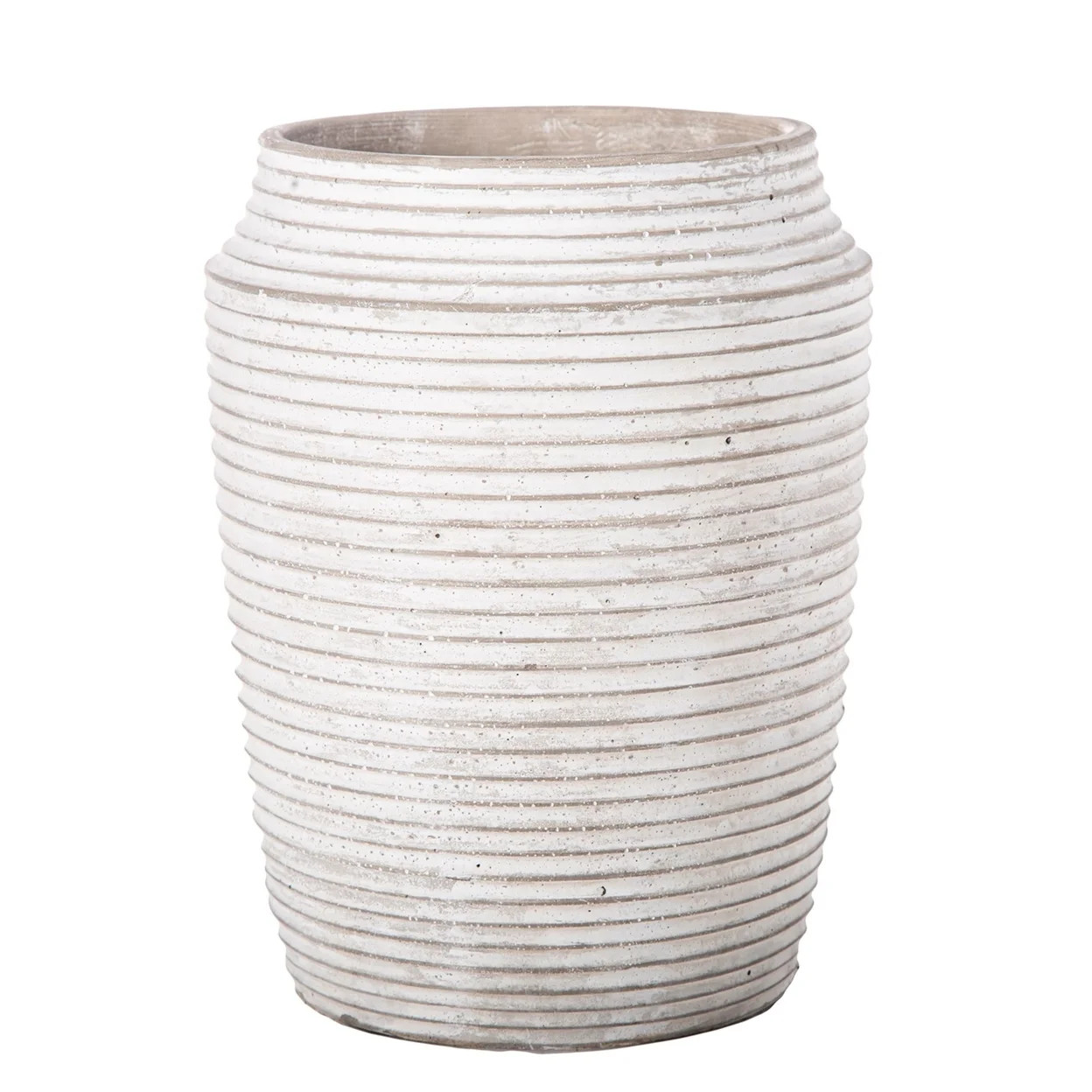 Cement Round Pot with Embossed Stripe Pattern Design Body and Tapered Bottom LG Washed Concrete F... | Walmart (US)