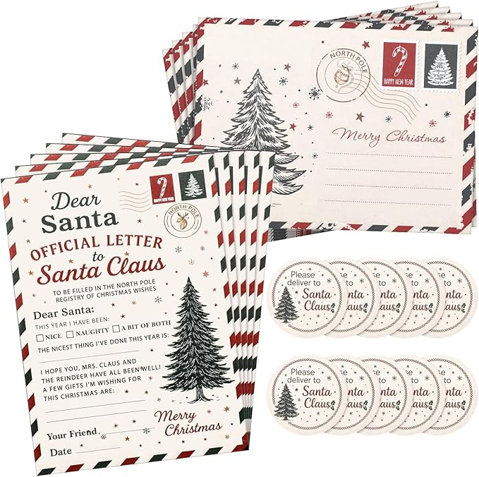 Marspark 60 Pcs Letters to Santa Kit Includes 20 Sets Christmas Cards Letters Paper(5 x 7 in), En... | Amazon (US)