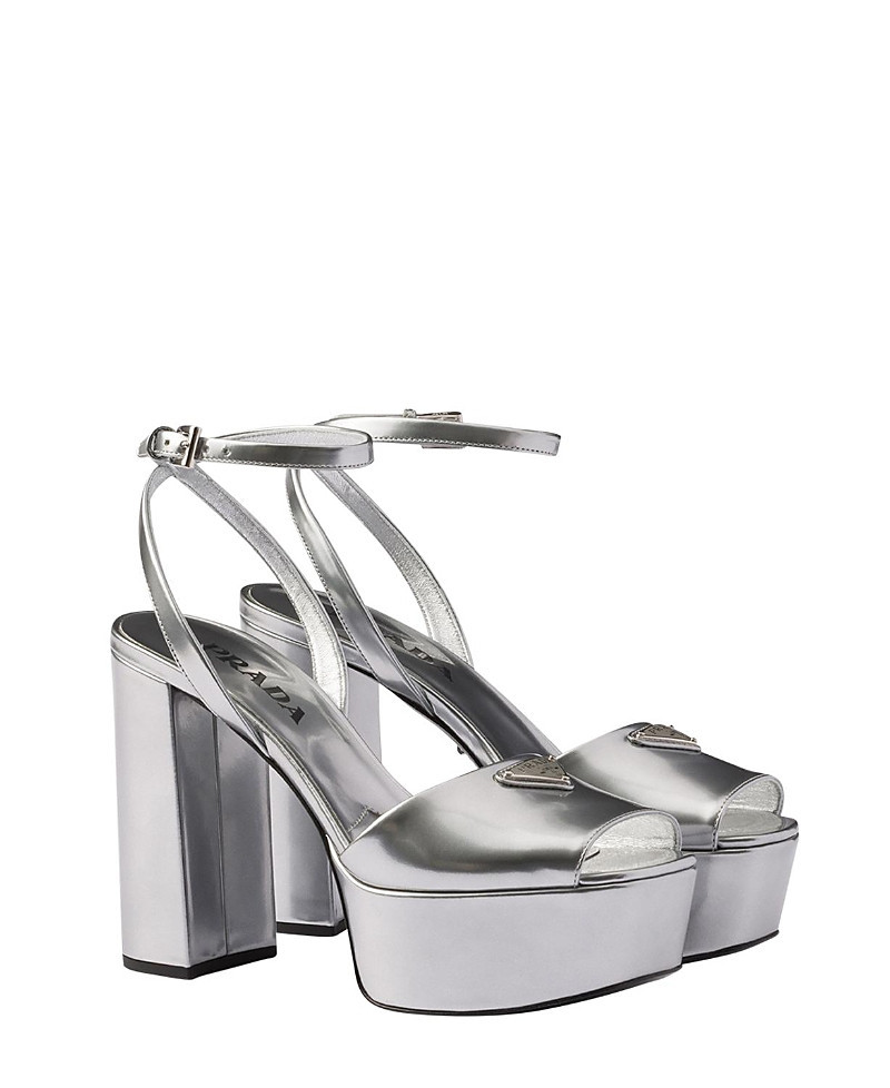 Prada Women's Metallic Leather Platform Sandals | Bloomingdale's (US)