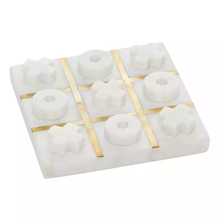 White Marble and Gold Tic Tac Toe Board | Kirkland's Home