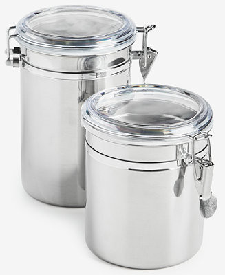 Arch Studio Stainless Steel Clamp-Lid Canisters, Set of 2, Exclusively at Macy's - Macy's | Macy's