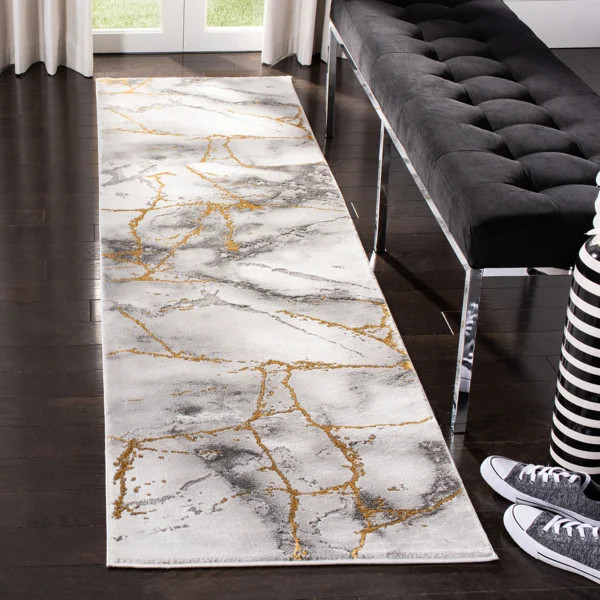 Swindle Abstract Gray/Gold Area Rug | Wayfair North America