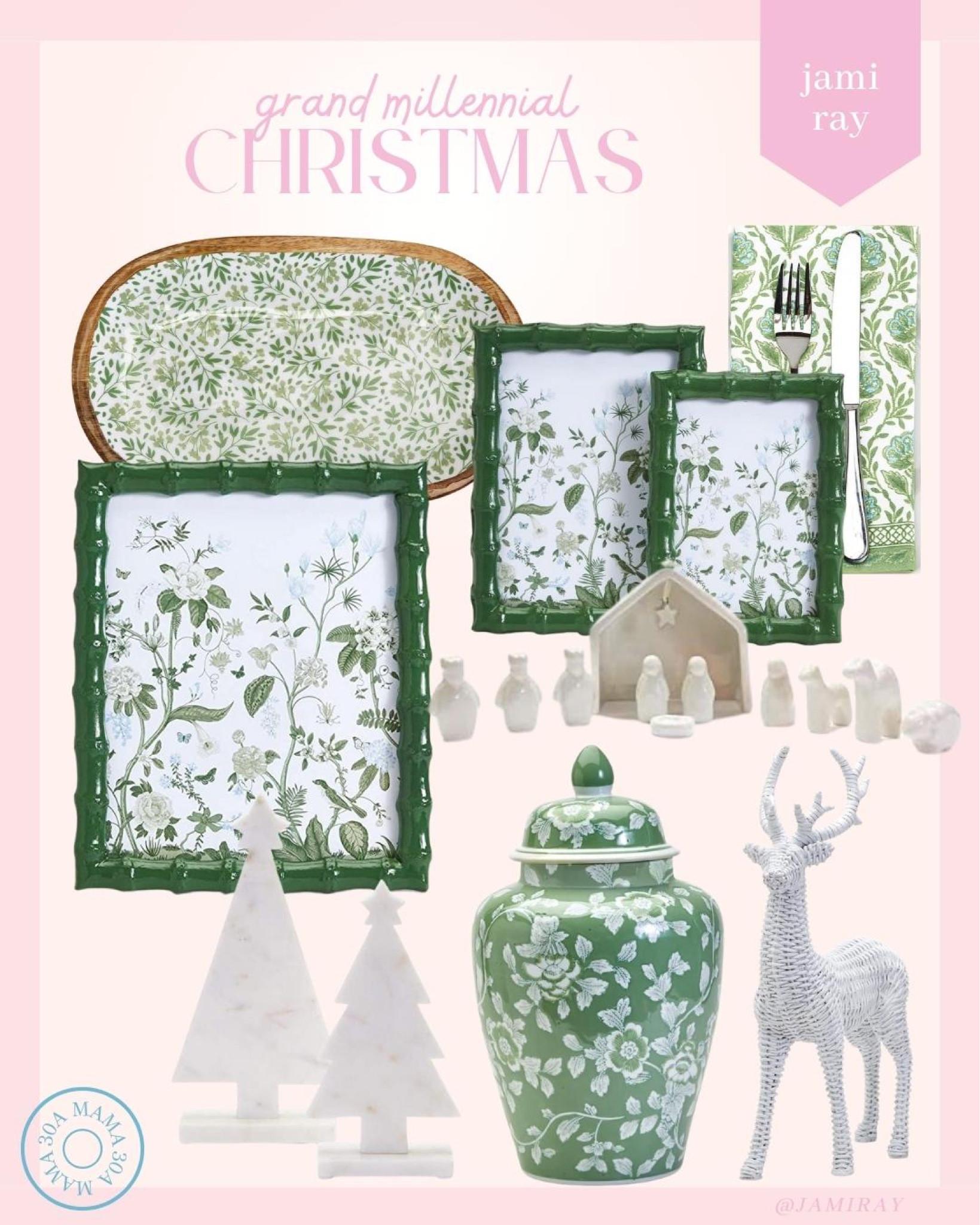 Green and white grand millennial Christmas decor 

#LTKhome #LTKHoliday #LTKSeasonal