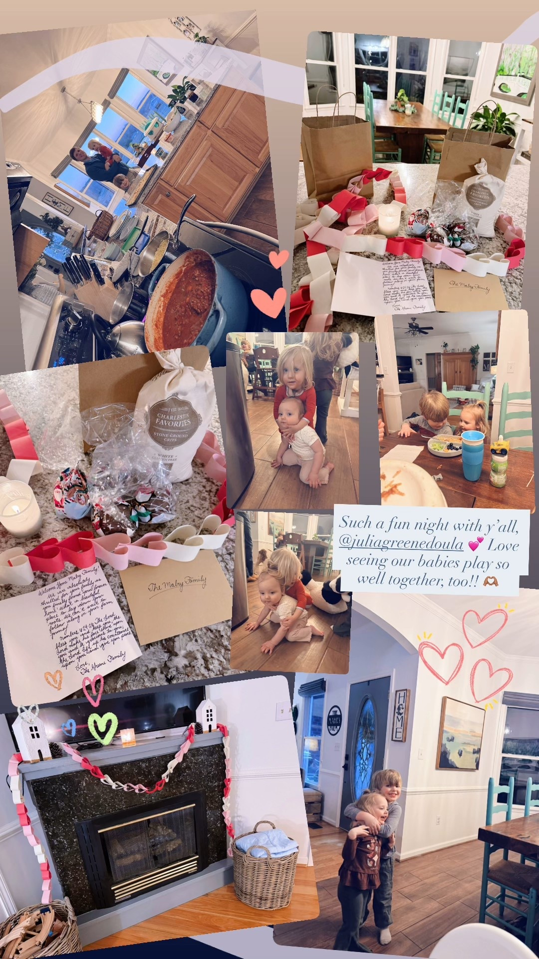 Such a fun night with y’all, @juliagreenedoula 💕 Love seeing our babies play so well together, too!! 🫶🏽