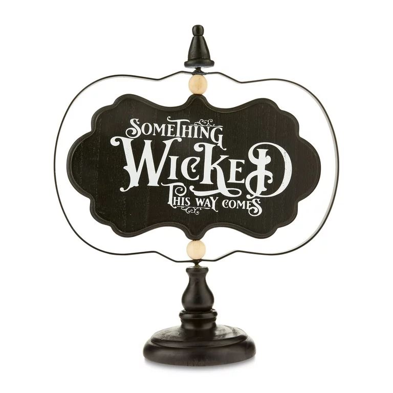 Halloween Black Wood & Iron Reversible Sign Tabletop Decoration, 9.38 in x 3.75 in x 10.88 in, by... | Walmart (US)