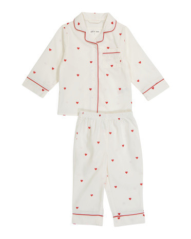 Toddler And Little Girls 2pc Hearts Woven Pajama Set | TJ Maxx
