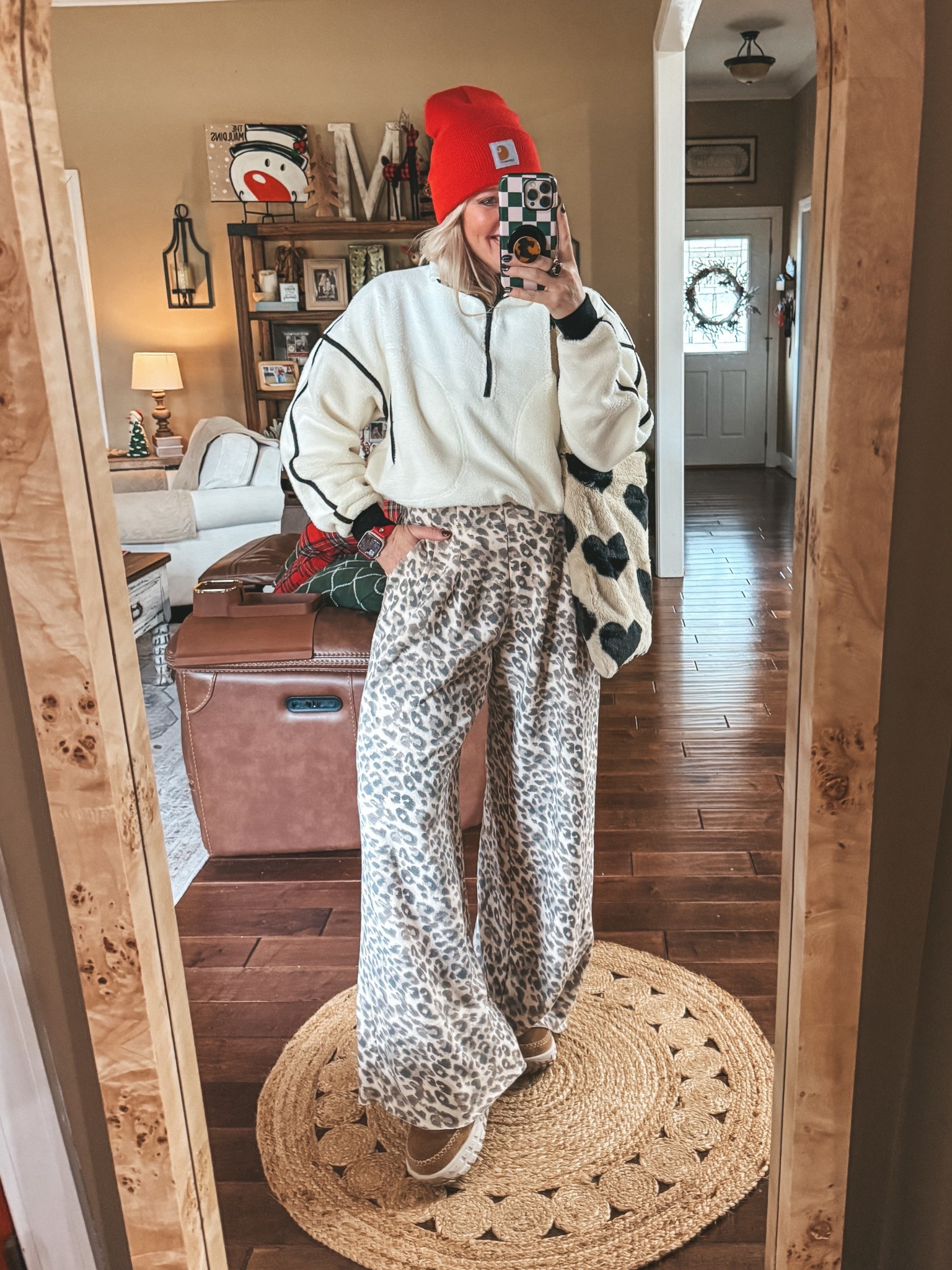 My cozy OOTD 
Pullover M
Pants M
Boots true to size 
♥️ Save on my red watchband with code MANDIE 

#LTKFindsUnder50 #LTKOver40 #LTKootd