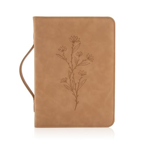 Bible Cover for Women,PU Leather Bible Case with Handle,Bible Cover Case for Women,Church Bible Bag Carrying Case Bible Protective with Zippered Pocket for Bible Accessories,Book Cover Protector | Amazon (US)