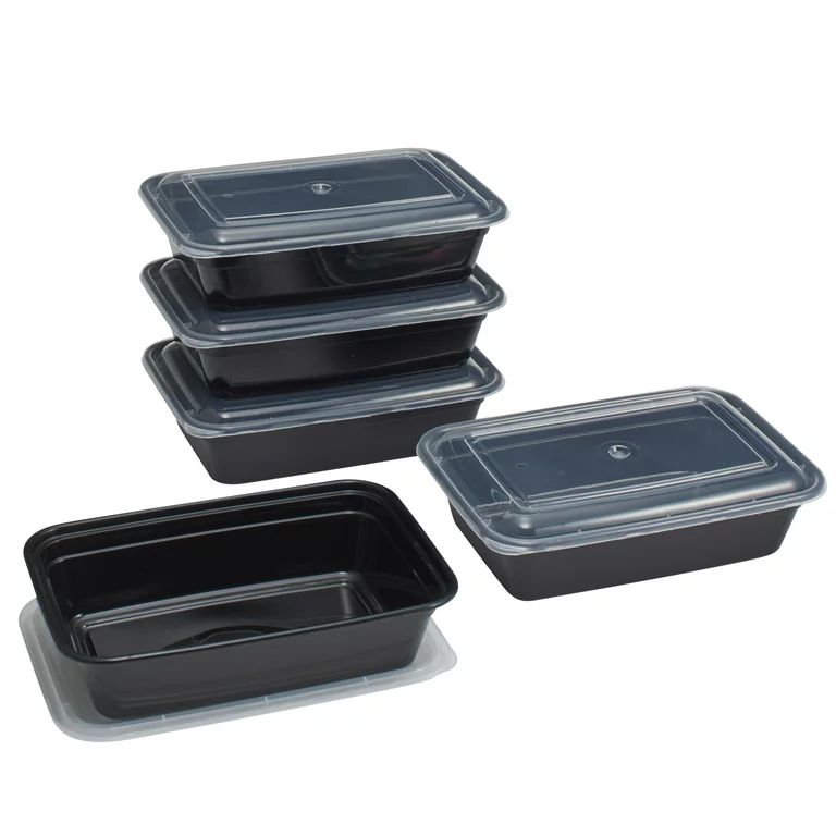 Mainstays 10 Piece Meal Prep Food Storage Containers, Black | Walmart (US)