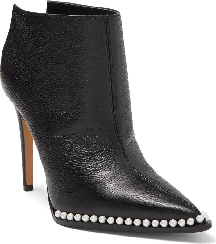 Karl Lagerfeld Paris Cyron Faux Pearl Trimmed Ankle Bootie (Women) | Nordstromrack | Nordstrom Rack