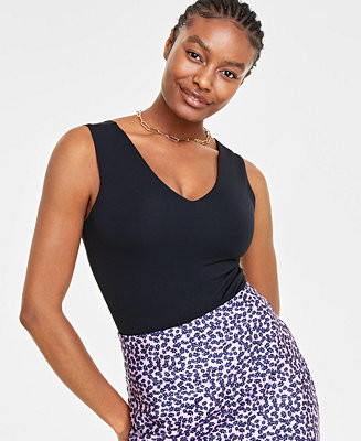 Women's Knit Double V-Neck Bodysuit, Created for Macy's | Macy's