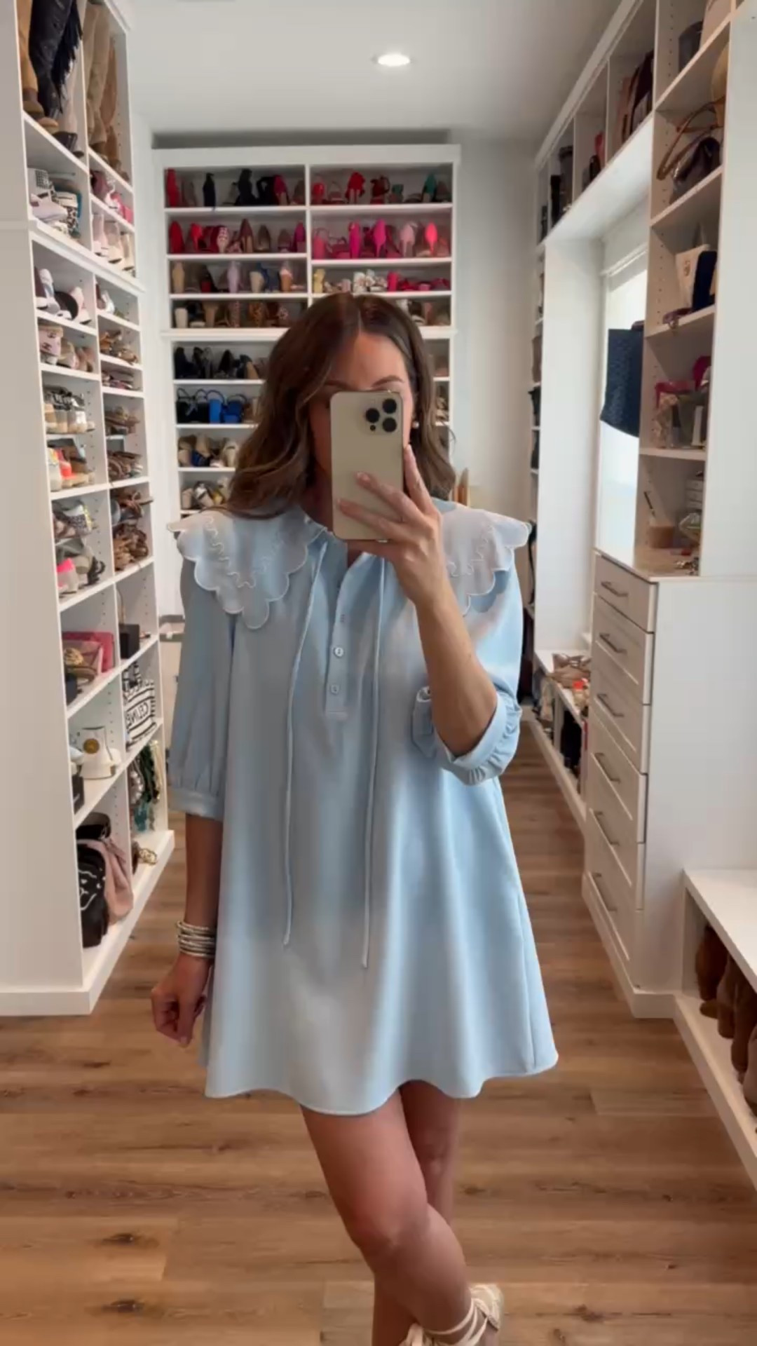 In a small doll collar babydoll dress, tie up espadrille wedges and accessories - fits tts.

#LTKFindsUnder50 #LTKSeasonal #LTKStyleTip