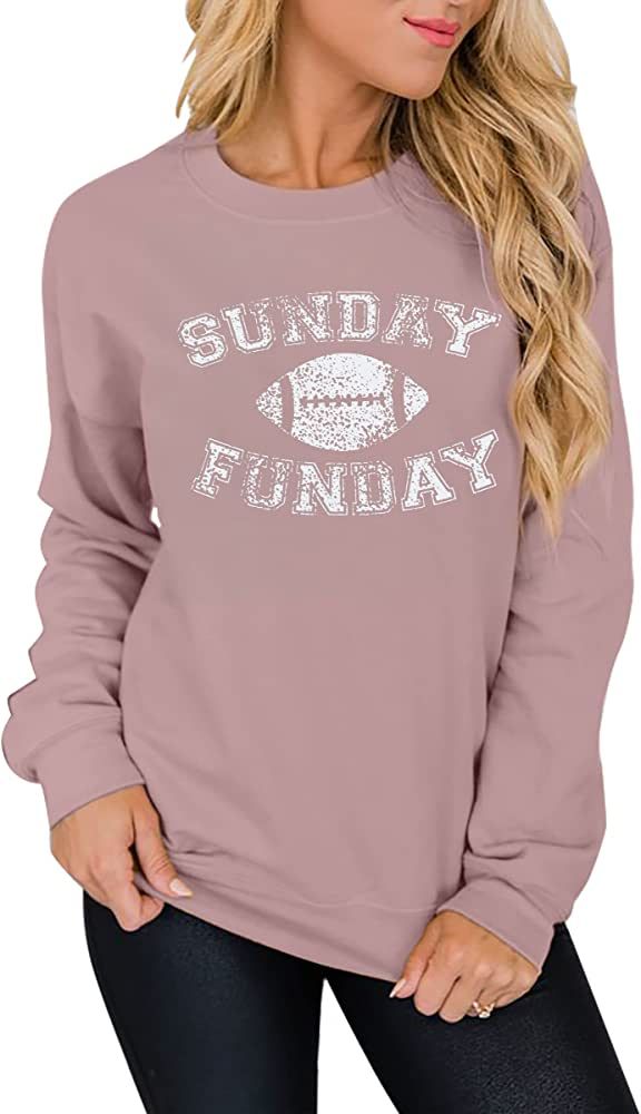 FLOYU Women Sunday Funday Sweatshirt Cute Football Graphic Pullover Game Day Weekend Tops Casual ... | Amazon (US)