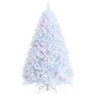 7 ft. White Iridescent Tinsel Artificial Christmas Tree with 1156 Branch Tips | The Home Depot