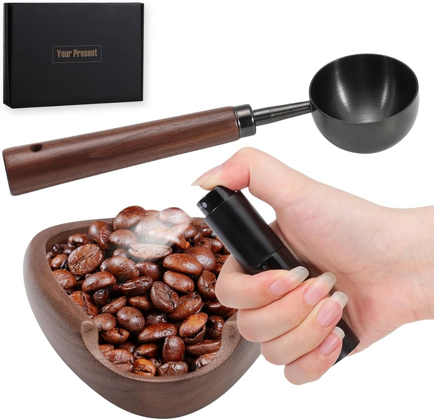 3pcs Coffee Bean Dosing Cup Set with Gift Box, Dosing Walnut Wood Cups Stainless Steel Spoon Port... | Amazon (US)