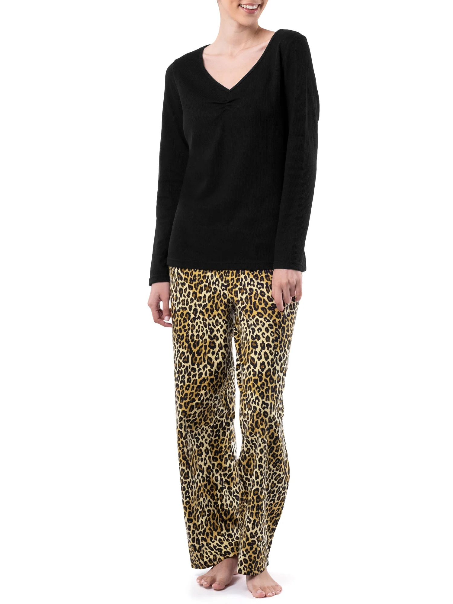 Fruit of the Loom Women's and Women's Plus Beyond Soft Top and Flannel Bottom 2-Piece Pajama Set ... | Walmart (US)