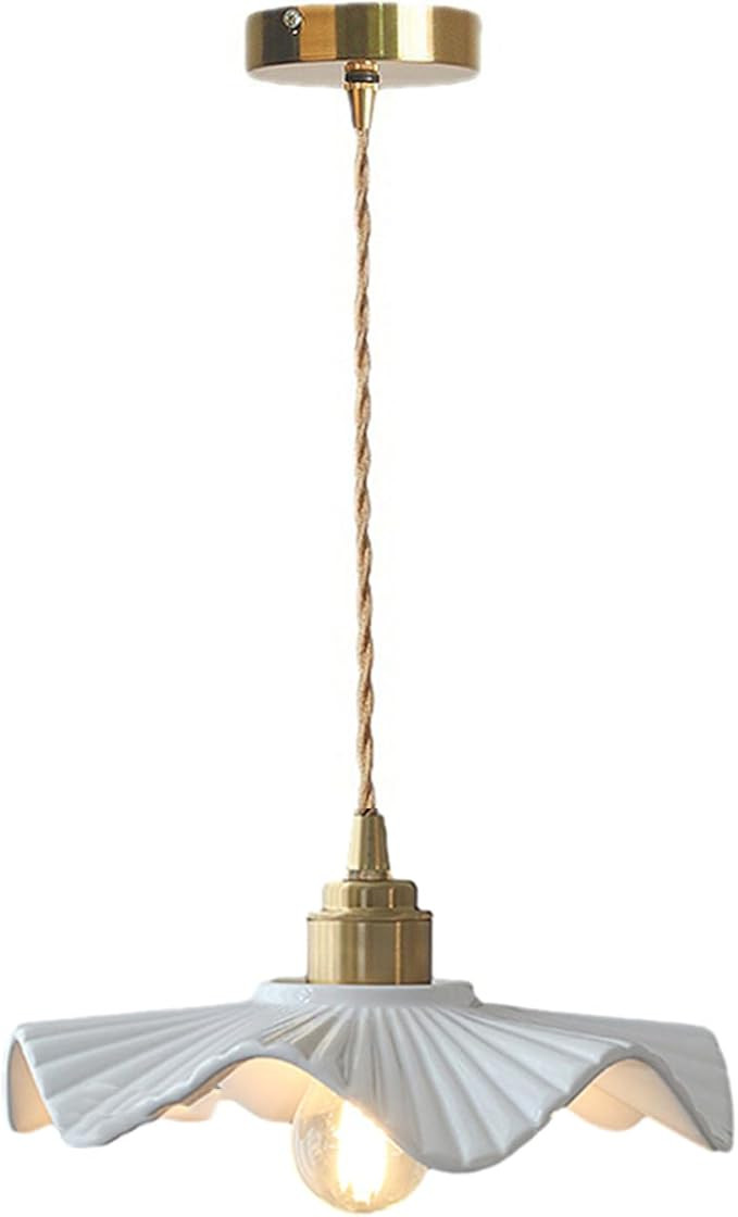 E26 Modern Minimalist Creative White Ceramic Pendant Light Chandelier, Dining Room Hanging Lamp, ... | Amazon (US)