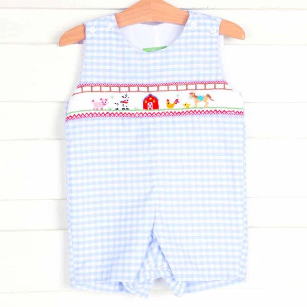 Farm Smocked Jon Jon Blue Gingham | Classic Whimsy