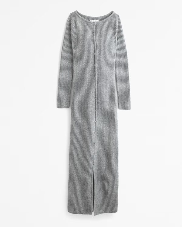 Women's Long-Sleeve Button-Through Maxi Sweater Dress | Women's Dresses & Jumpsuits | Abercrombie... | Abercrombie & Fitch (US)