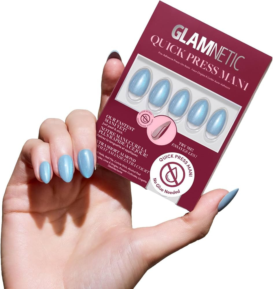 Glamnetic Quick Press Mani - No Glue Press On Nails, Just Peel and Stick, Almond Extra Short Nail... | Amazon (US)