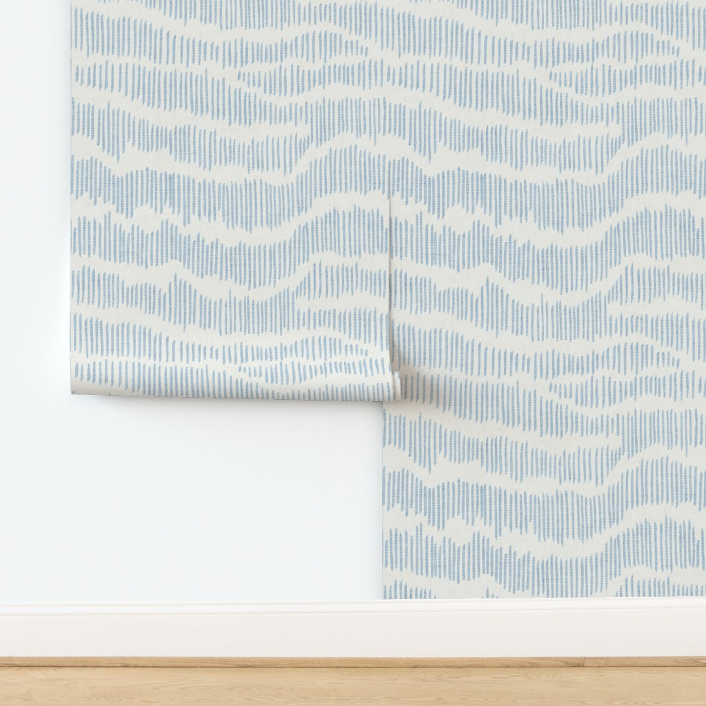 Freehand Waves - Sky Blue - Hand-Drawn Line Coastal Organic Stripes Wallpaper | Spoonflower | Spoonflower