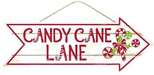 Candy Cane Lane Christmas Sign - 16" x 6.5", Wooden Wreath Decor - Walmart.com | Walmart (US)