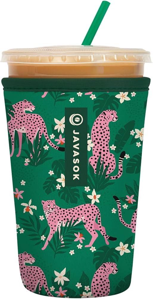 Sok It JavaSok Iced Coffee & Cold Soda Insulated Neoprene Cup Sleeve (Paradise Prowl, Medium: 22-... | Amazon (US)